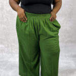 Green Straight Linen Pants