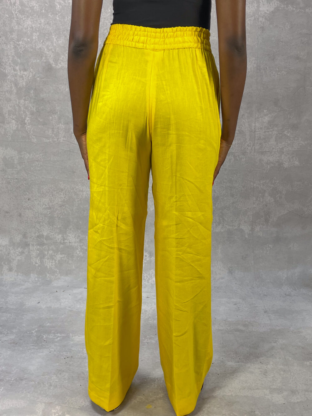 Yellow Straight Linen Pants - Image 3