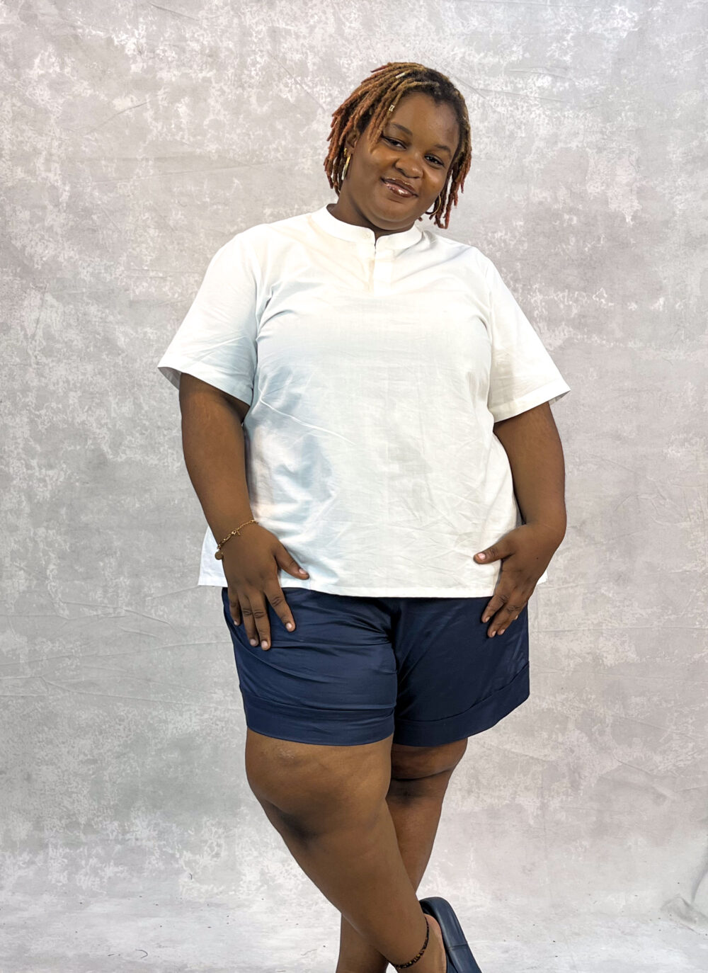 Placket White Cotton Short Sleeve Shirt - Image 4