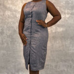 Midi Shirt-Style Linen Dress