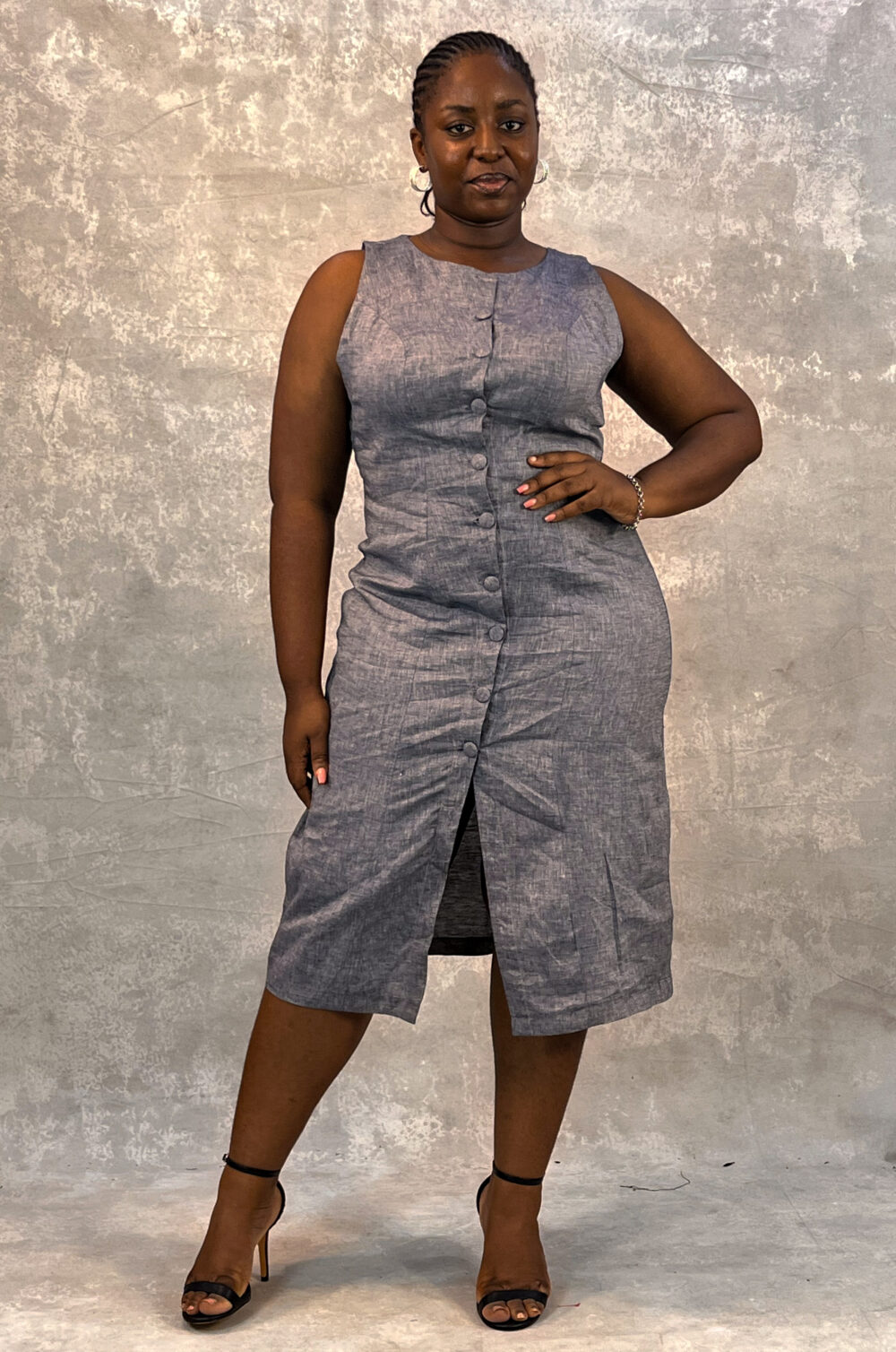 Midi Shirt-Style Linen Dress - Image 3