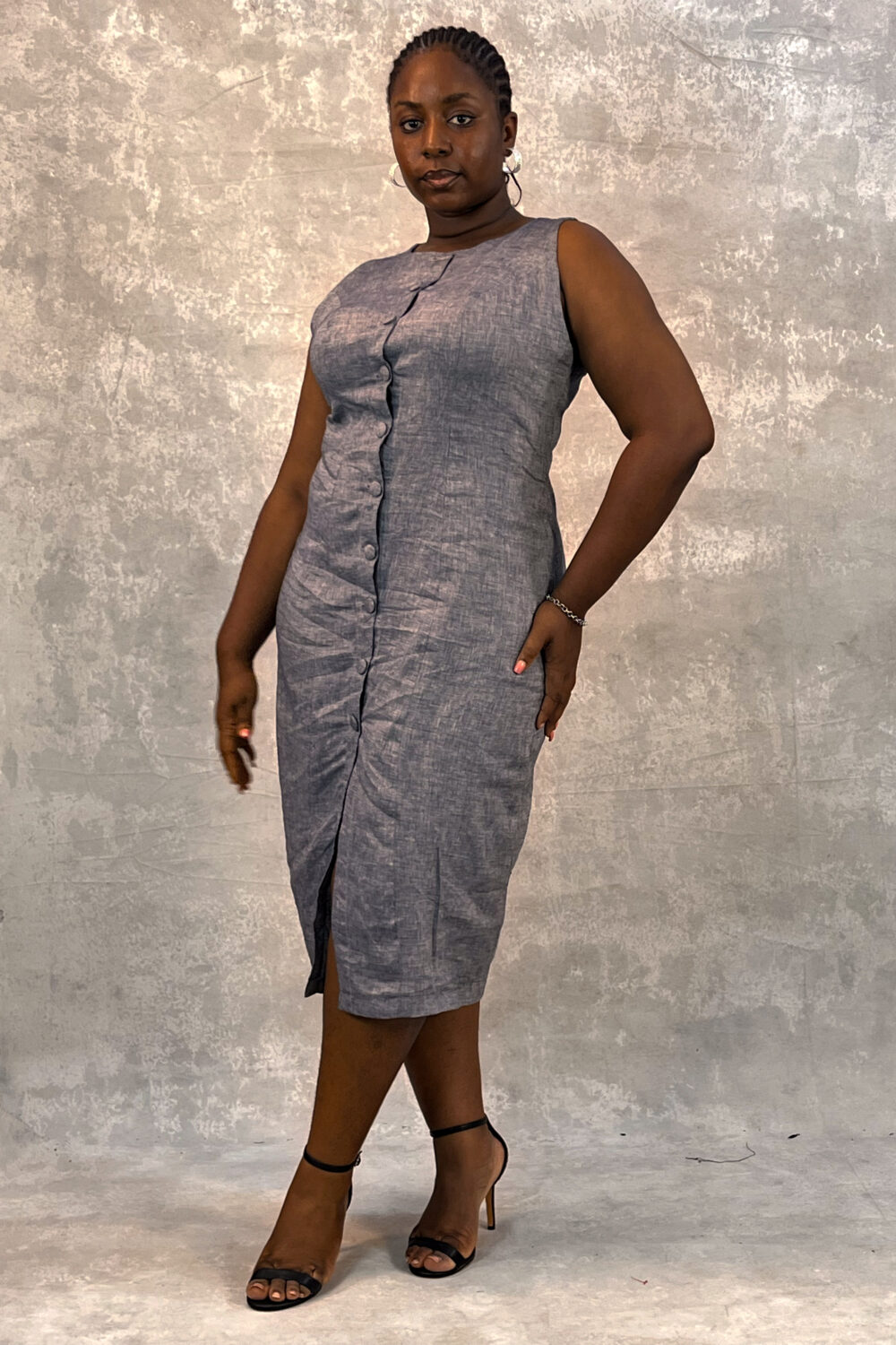 Midi Shirt-Style Linen Dress - Image 5