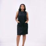 Sleeveless Shift Dress with Ruffle Pocket Detail