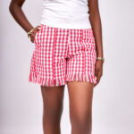 Pink Gingham Asooke Tassel Shorts