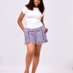 Purple Gingham Tassel Shorts